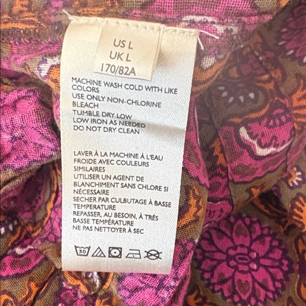Free People Run River Wide Leg Pants in a purple and pink floral print, size L - Picture 8 of 9